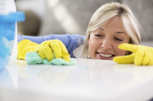 After builders cleaning process in a modern refurbished interior
