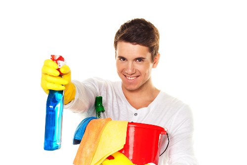 Microfiber cloths and cleaning supplies for house cleaning